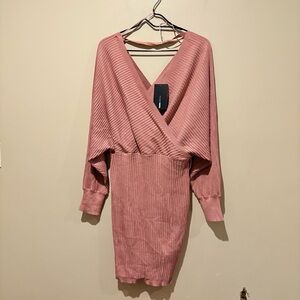 Fashion Nova Mauve Ribbed Long Sleeve Dress size 2X/3X